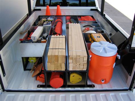 land survey steel suburban truck box adjustable|surveyor truckbed organizer.